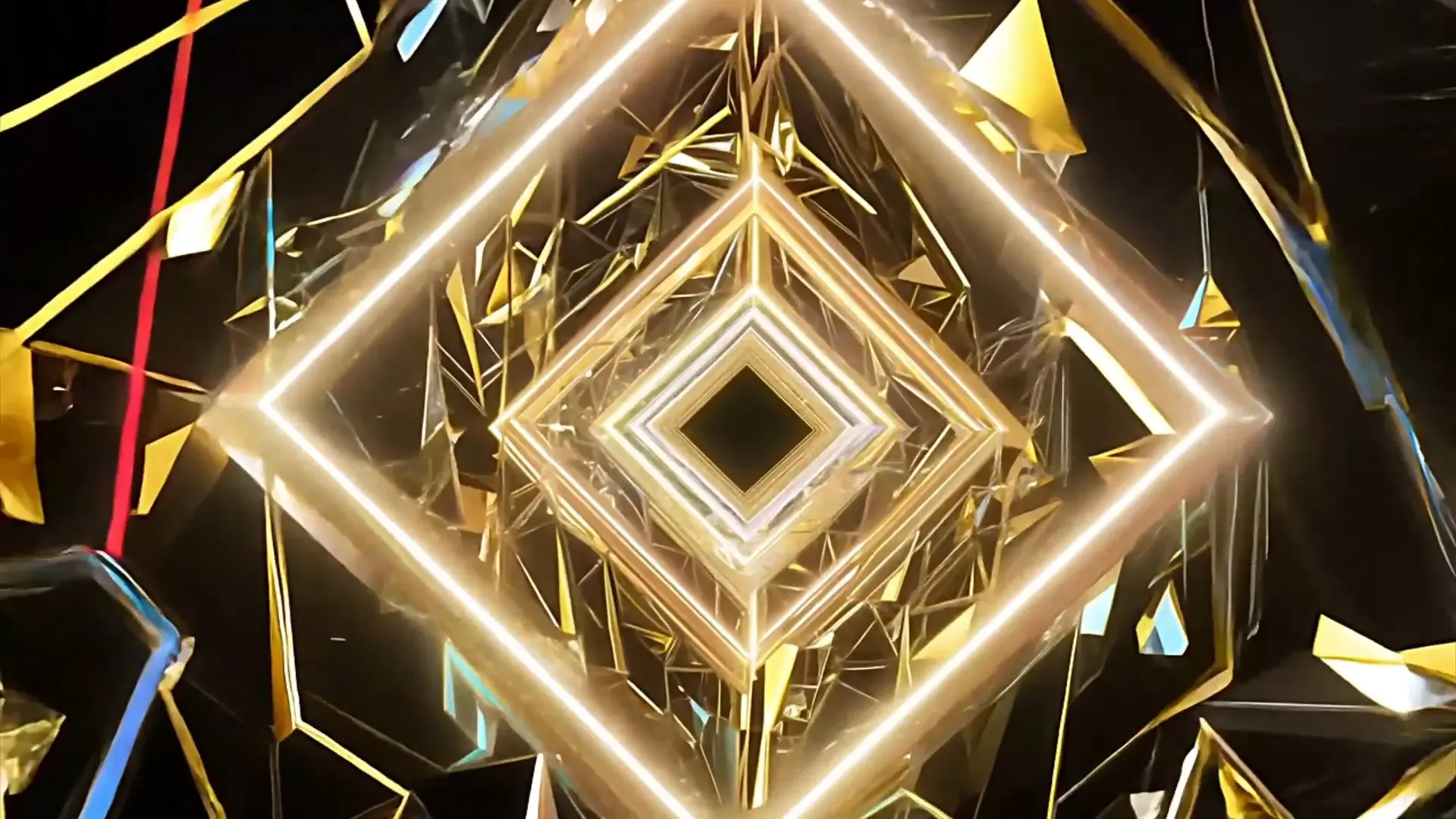 Golden Geometric Light Tunnel Overlay for High-End Logo Animation